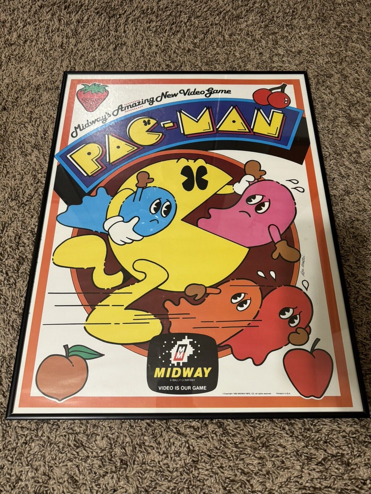 ORIGINAL 1980 PAC MAN Arcade Poster 17”x22”