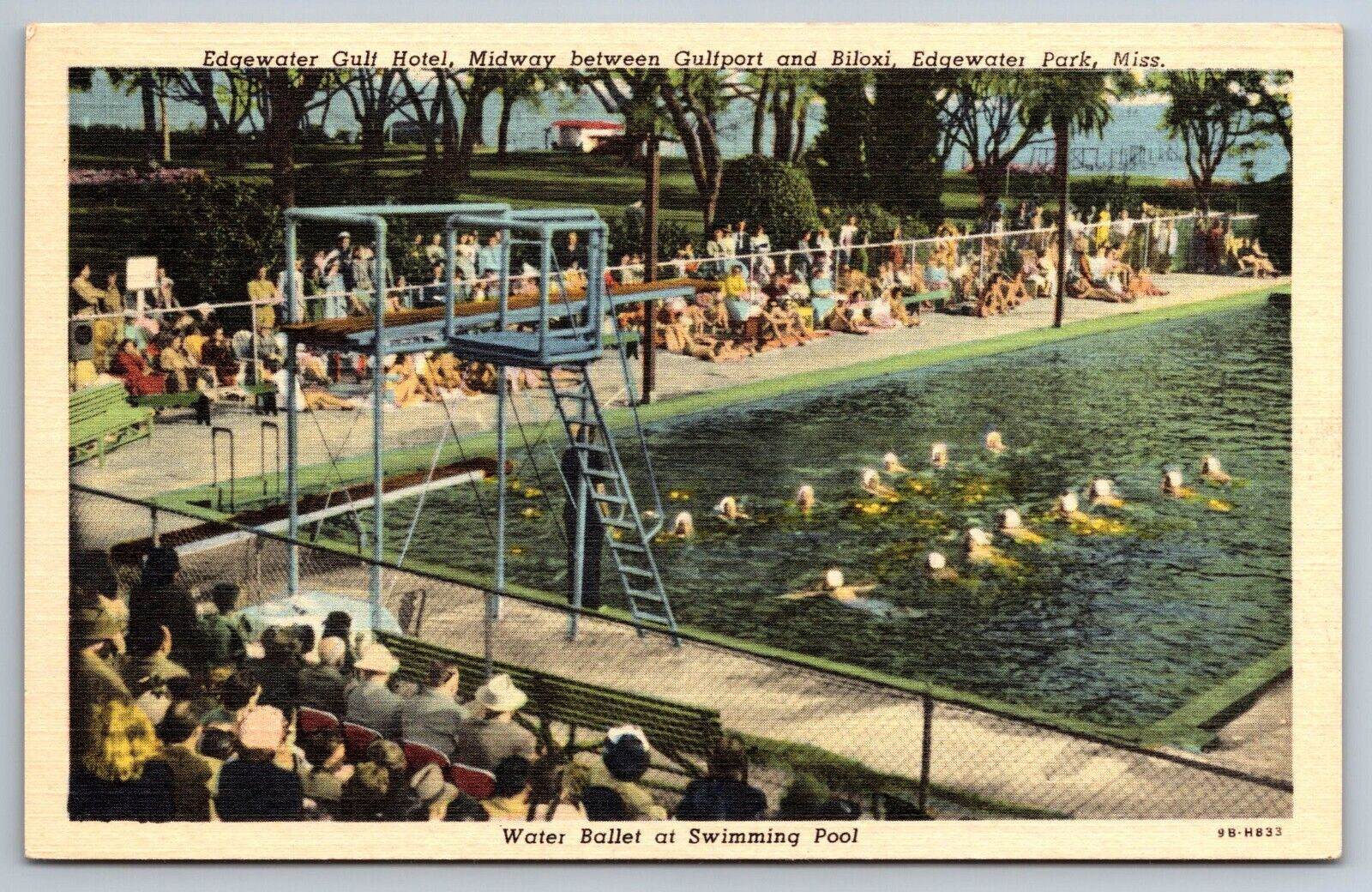 Edgewater Gulf Hotel swimming pool Gulfport Biloxi Mississippi Postcard