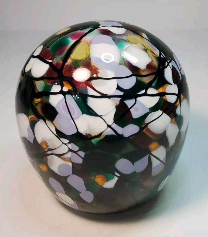 Art Glass Paperweight Multicolor Signed Baron R3 99
