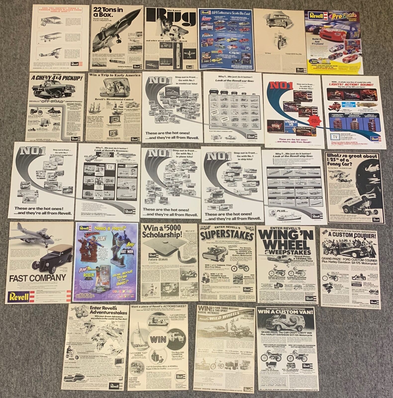 collection/lot of 24 REVELL MODEL KIT ADS ~ 1964-2001