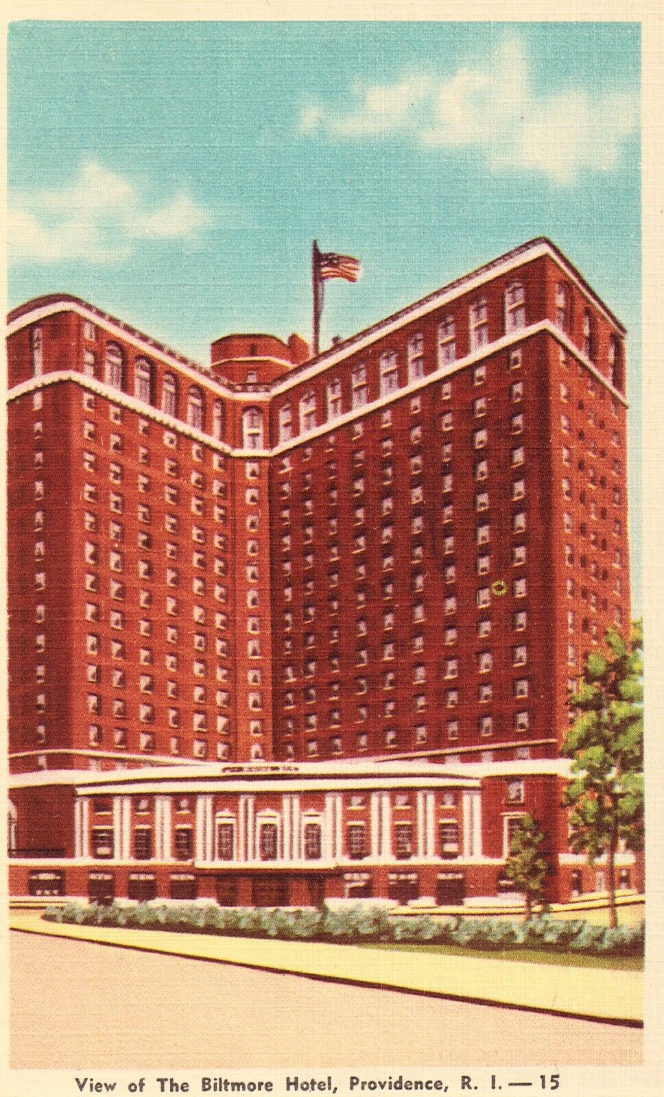 Biltmore Hotel - Providence, Rhode Island Linen Postcard