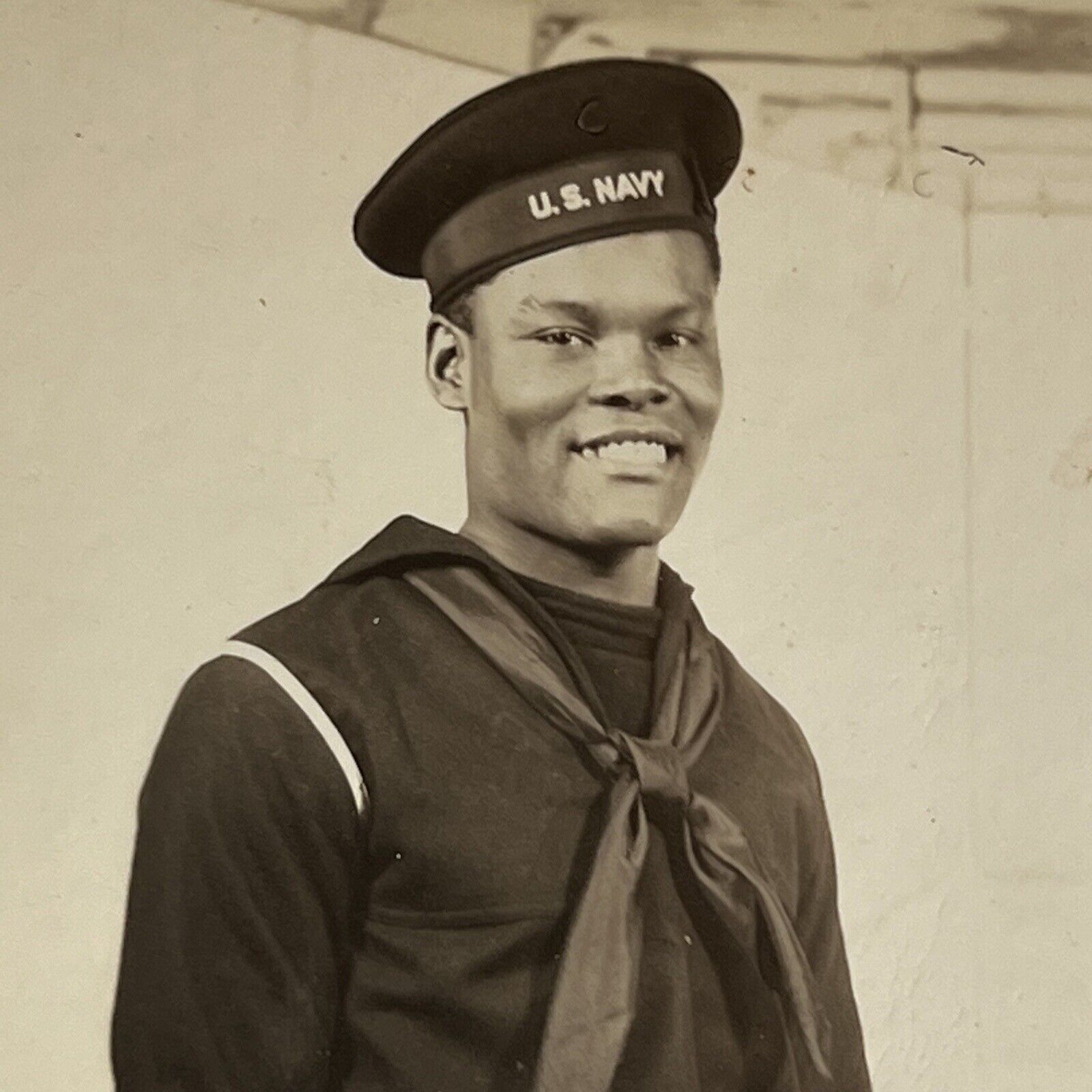 Vintage RPPC Postcard Photograph Black African American Man US Navy ID Husk
