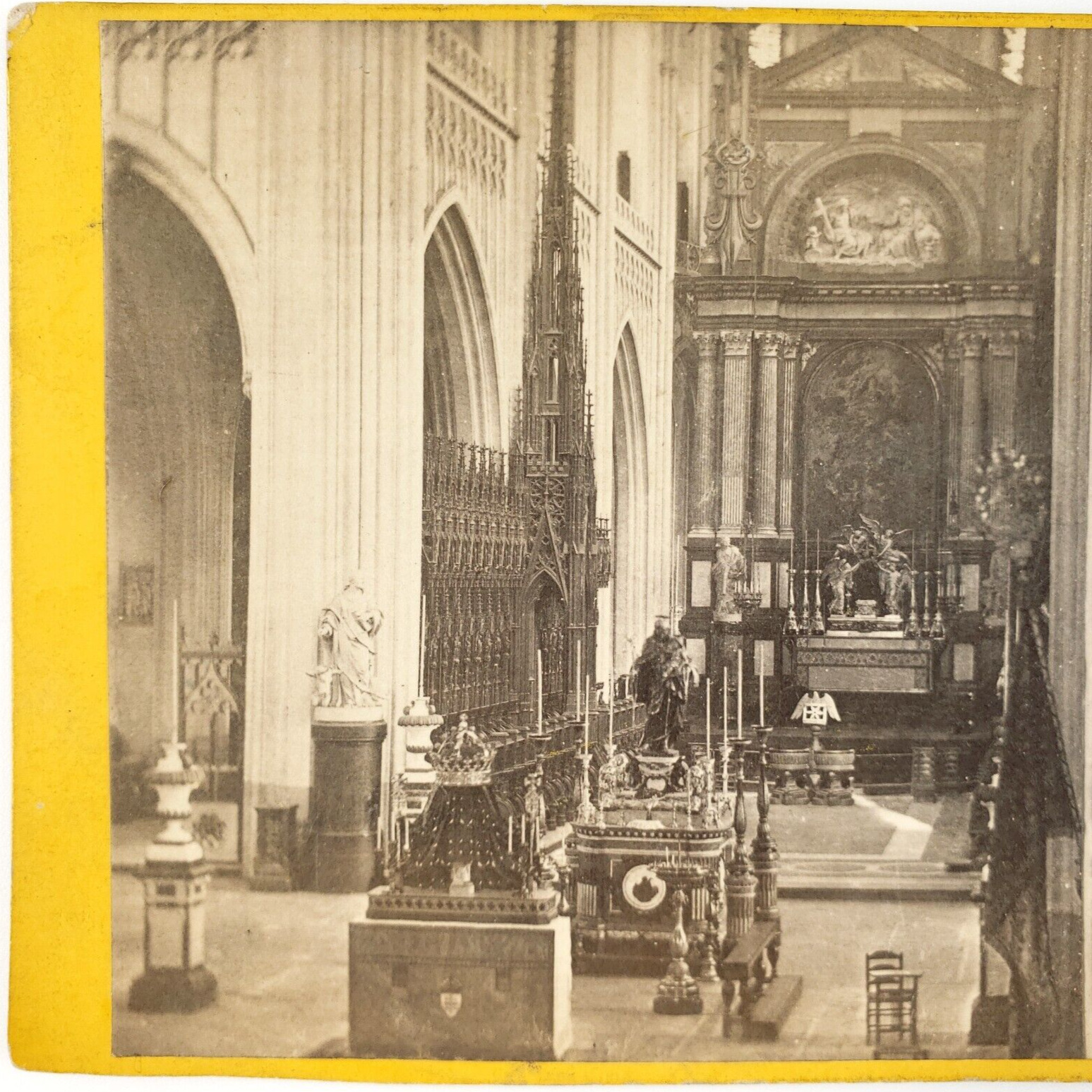 Antwerp Cathedral Our Lady Stereoview c1870 Belgian Choir Belgium Interior G725
