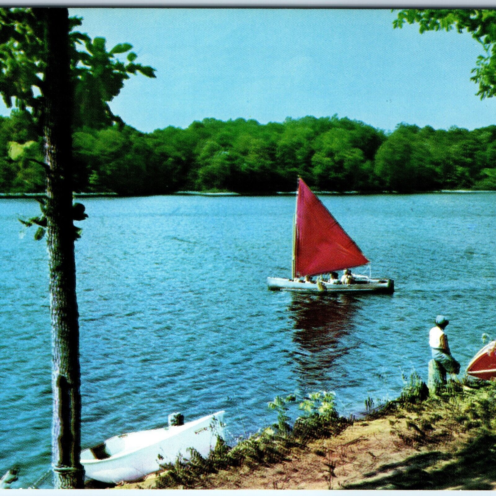 c1960s Knoxville, IA Lake Red Rock 9000 Acre New Pond Recreation Sail Boat A233