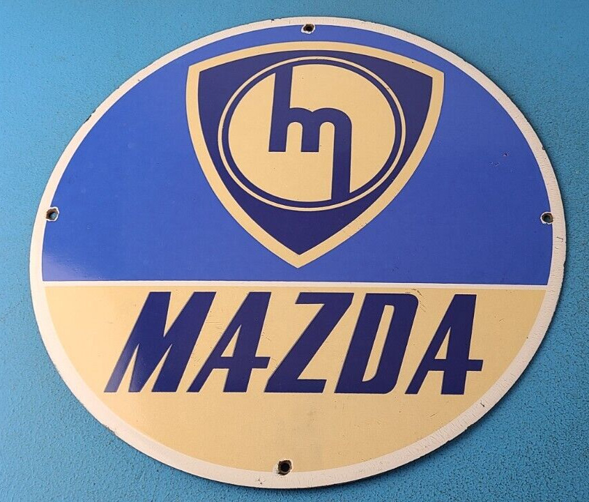 Vintage Mazda Porcelain Sign - Automobiles Mechanic Repair Shop Gas Pump Sign