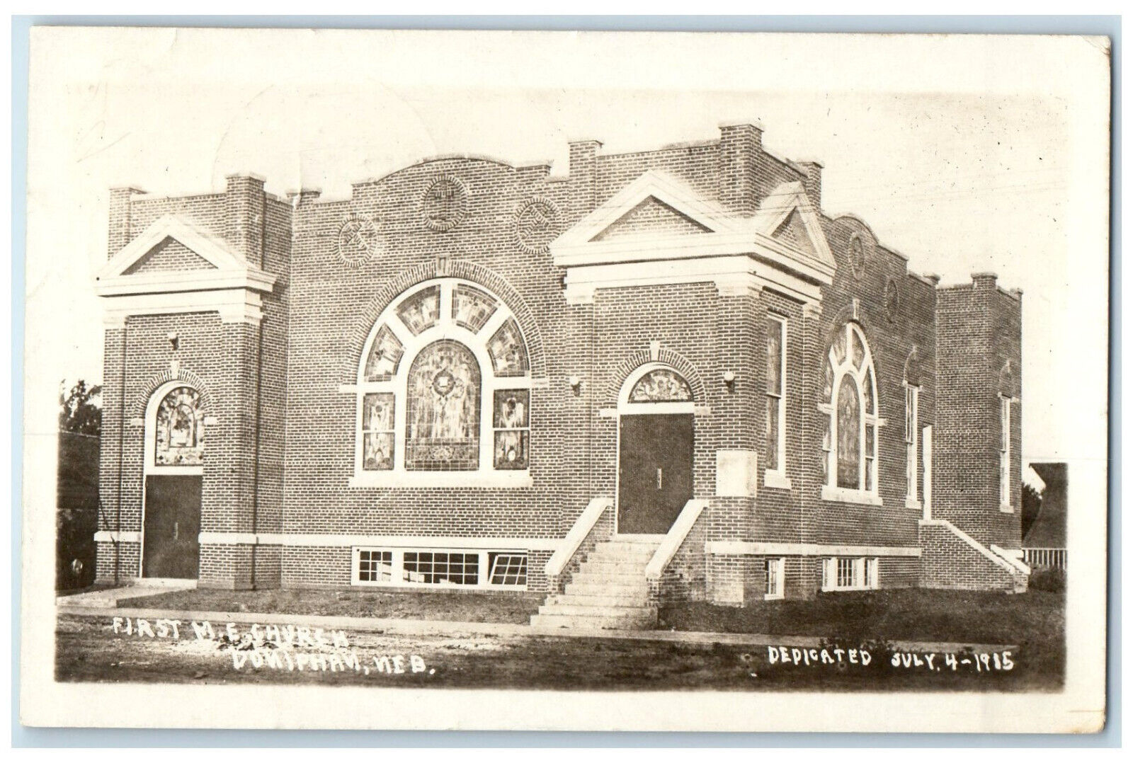 1916 First ME Church Doniphan Nebraska NE Antique Posted RPPC Photo Postcard