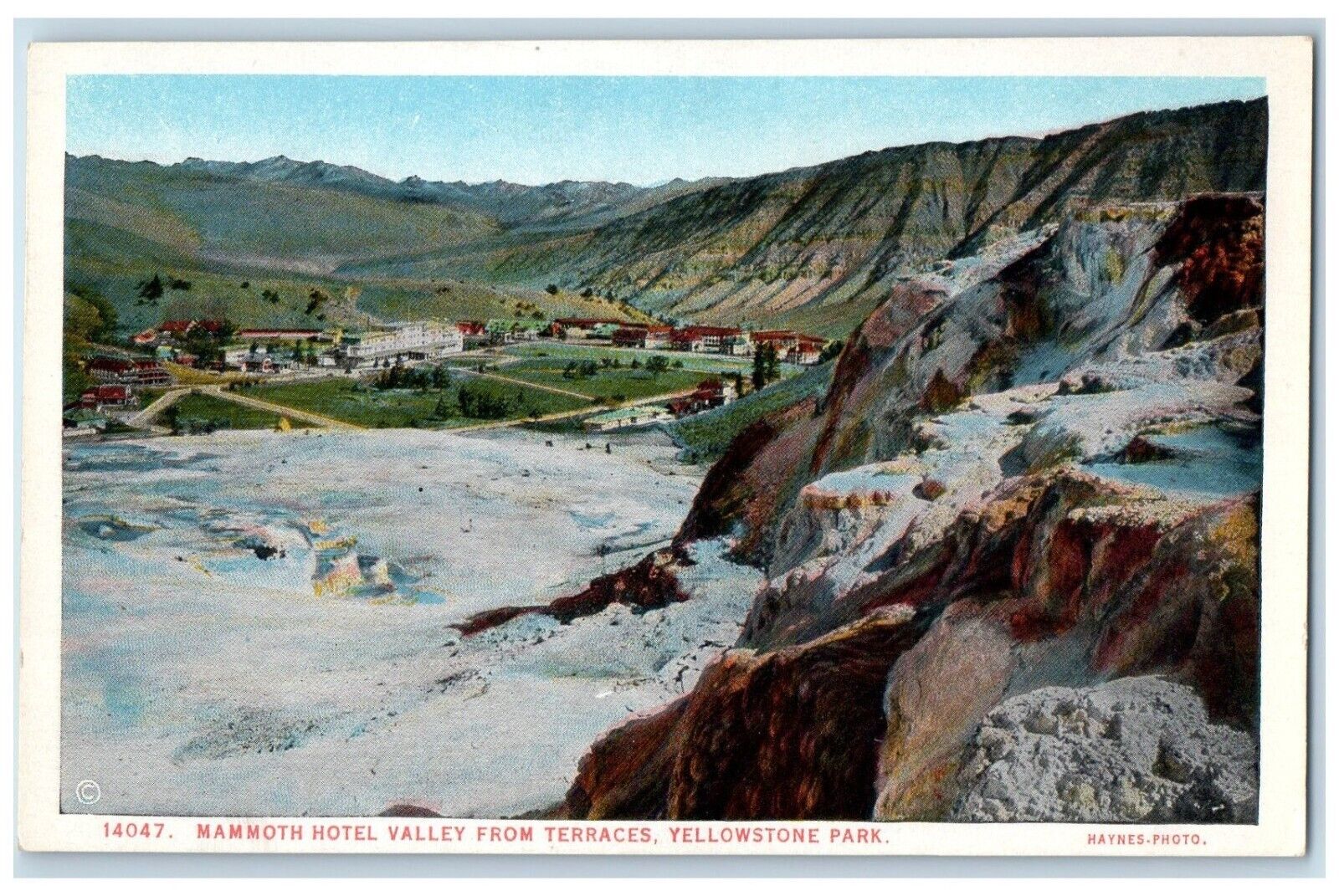 c1910\'s Mammoth Hotel Valley From Terraces Yellowstone Park WY Haynes Postcard