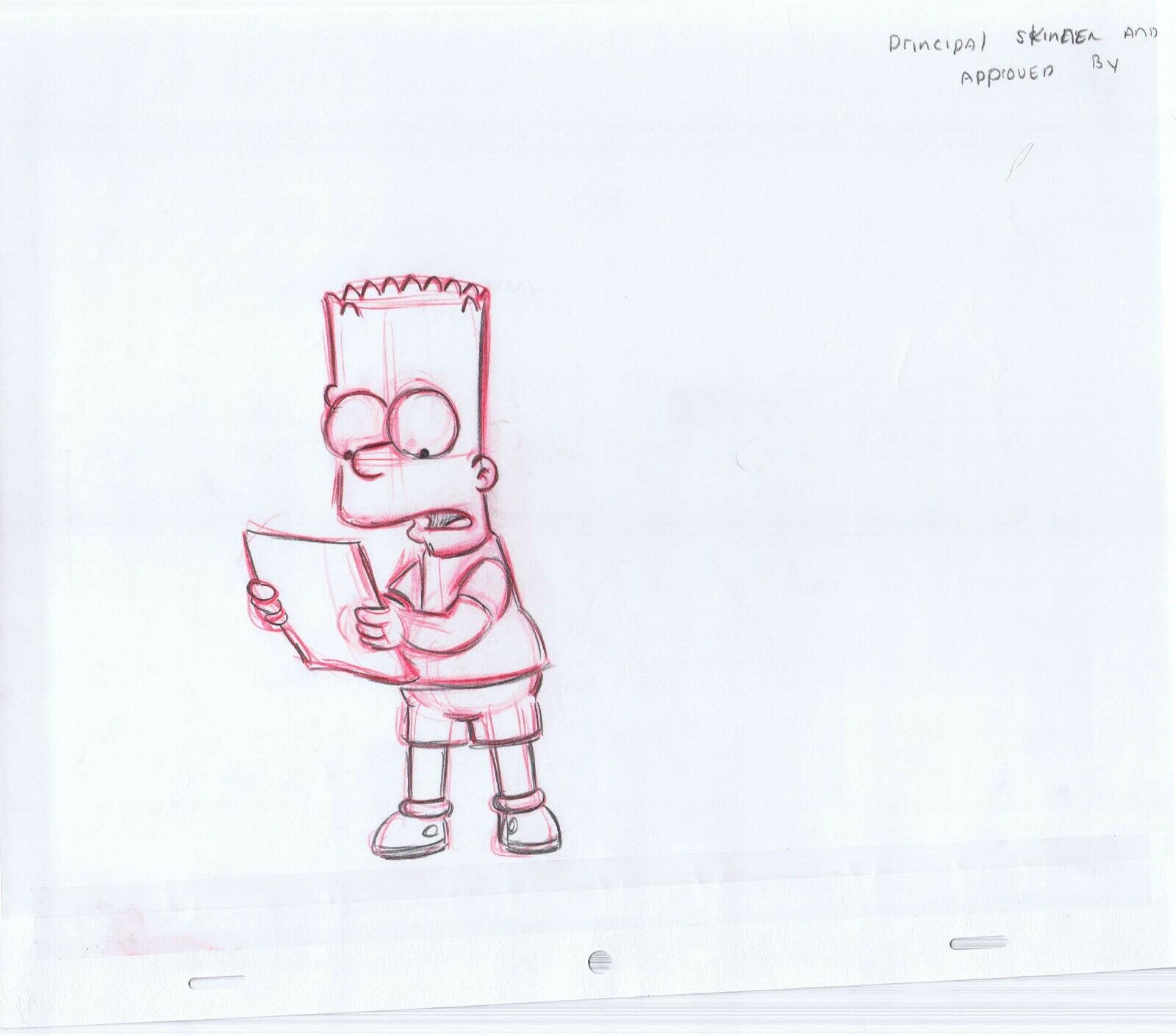 Simpsons Bart Original Art w/COA Animation Production Pencils Rough Approved By