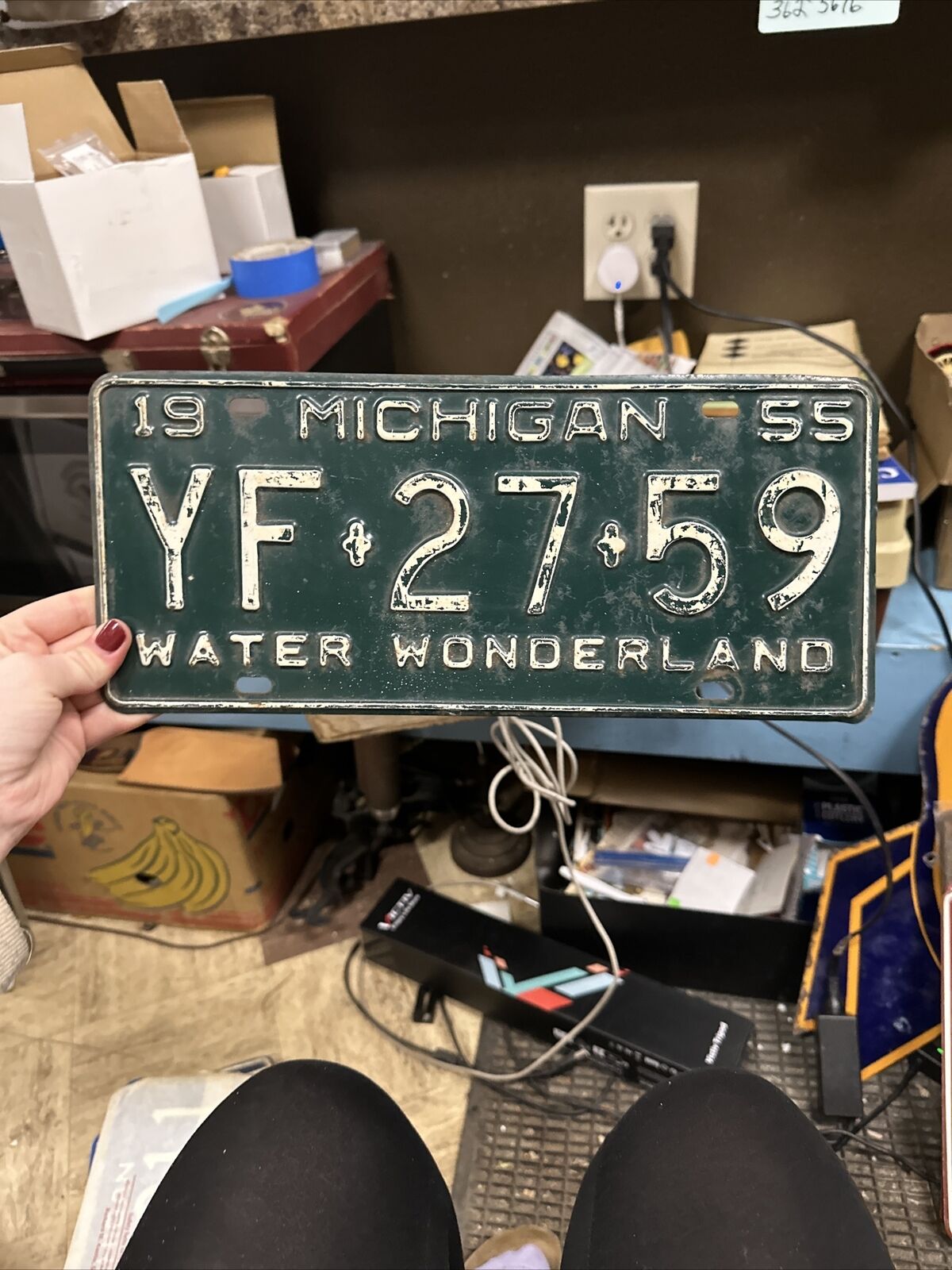 1955 Michigan License Plate YF-27-59 Water Wonderland 