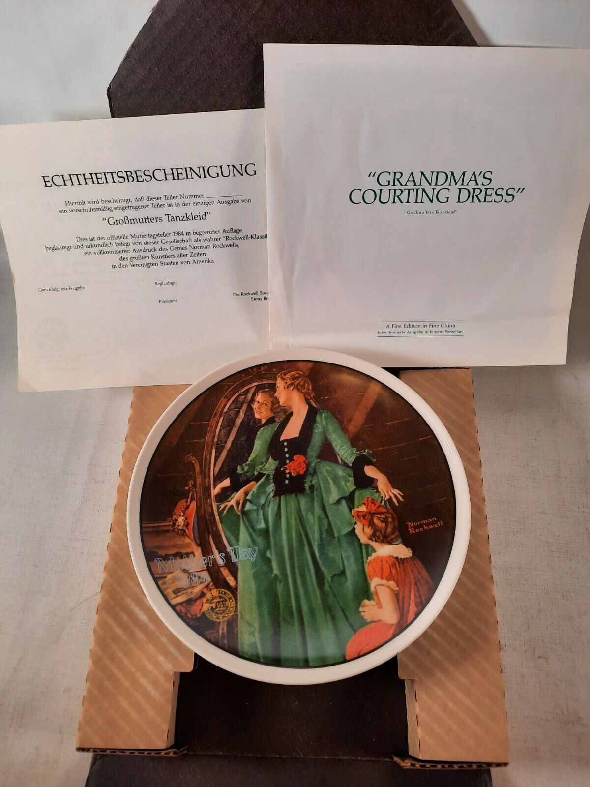 collector plate  grandma\'s courting dress Donald Zolan 1984 Norman Rockwell 