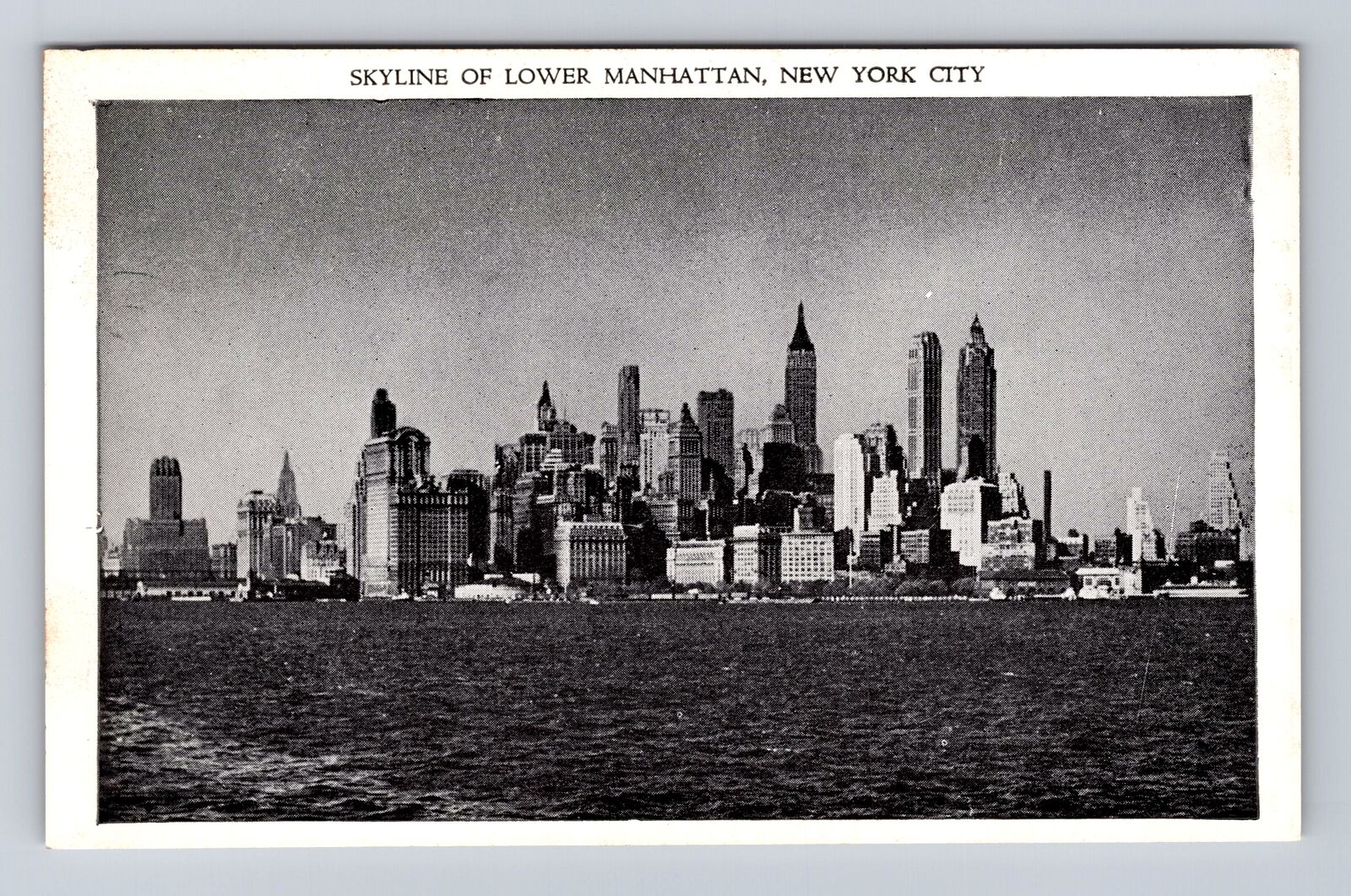 New York City NY-Skyline Of Lower Manhattan, Antique, Vintage Souvenir Postcard