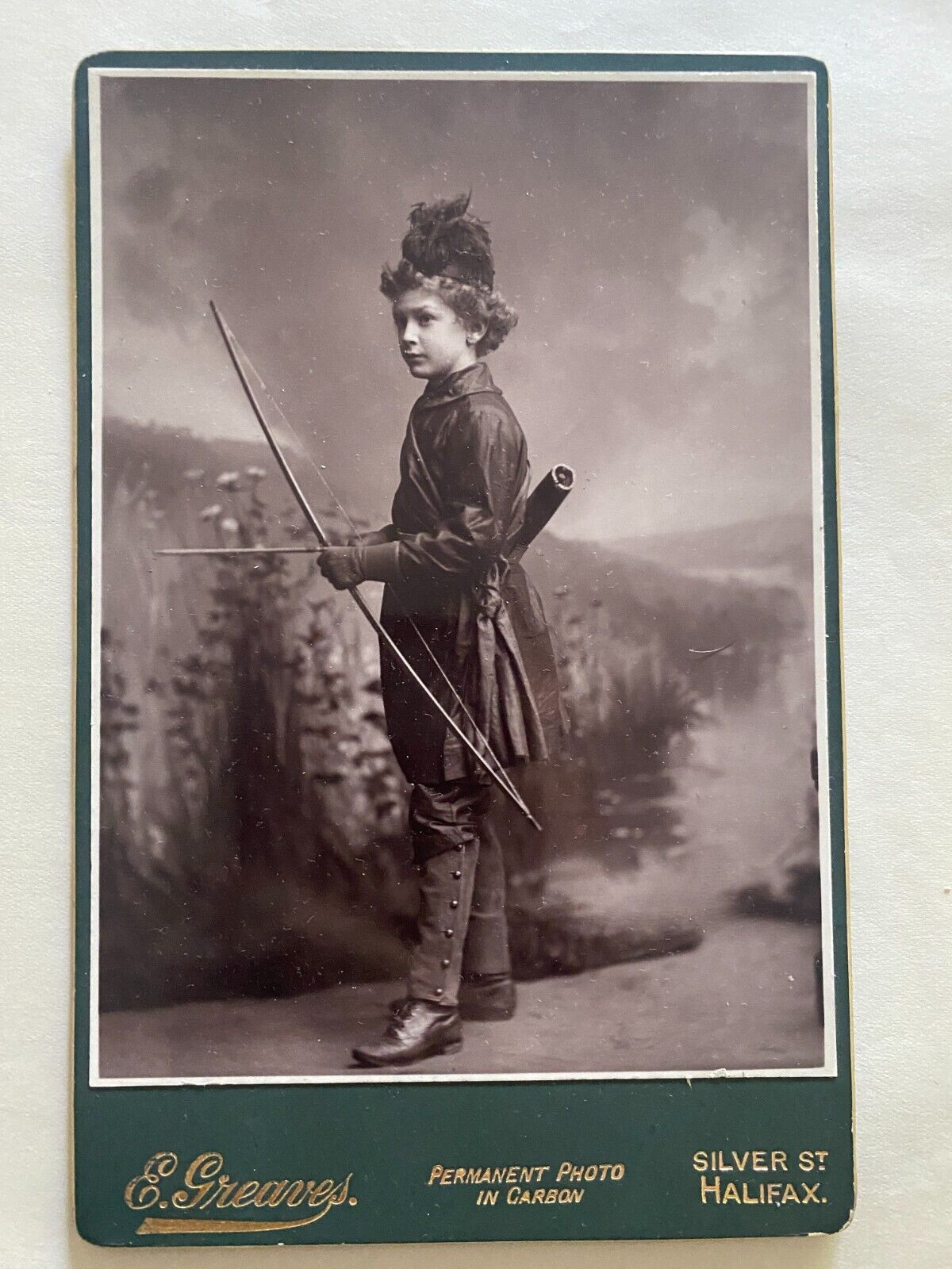 cabinet card  Boy with Bow & Arrow. Canadian beautiful Photograph
