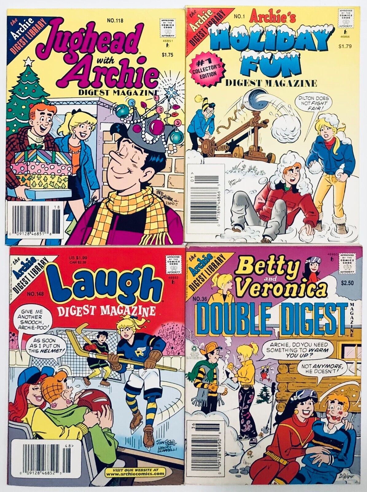 4 Comic Book Lot - Archie Holiday, Betty/Veronica, Laugh - Jughead Sabrina