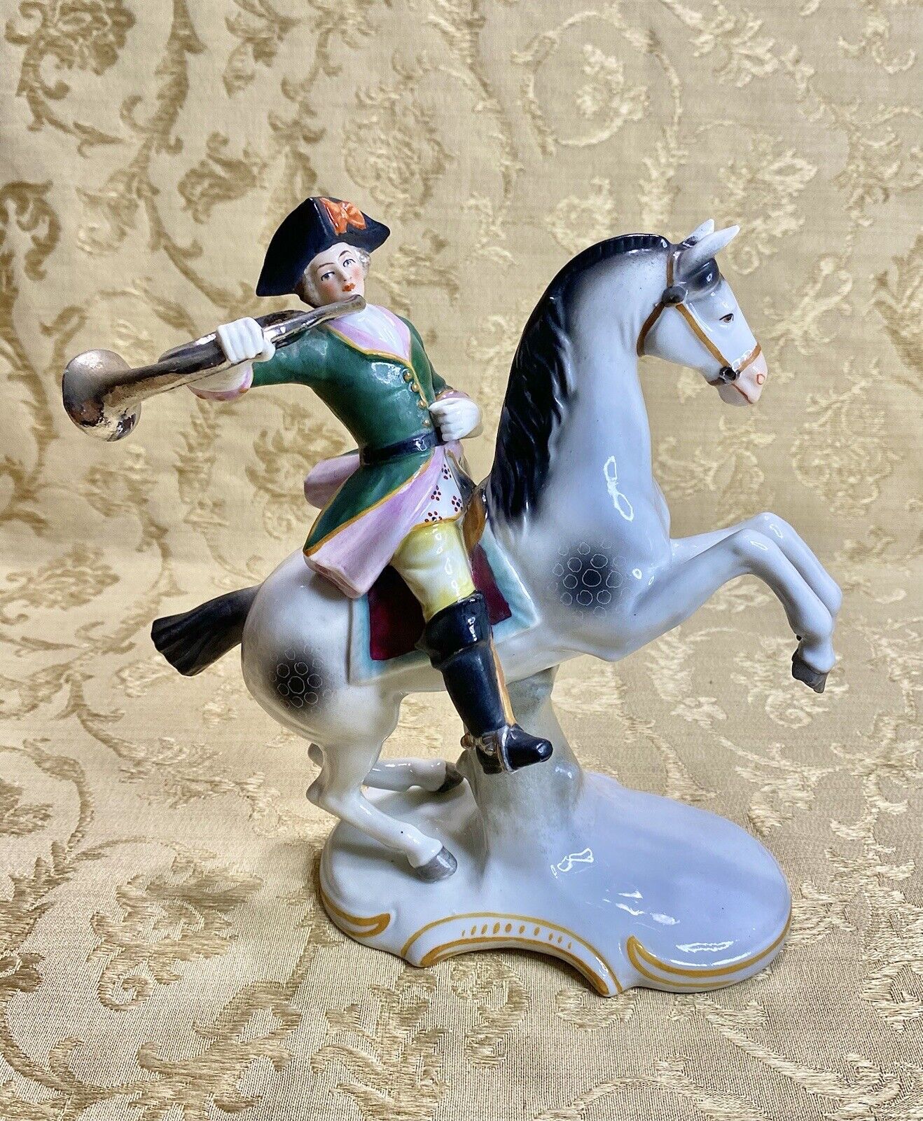 Scheibe Alsbach Dresden Sitzendorf Germany Antique Figurine Soldier On Horse