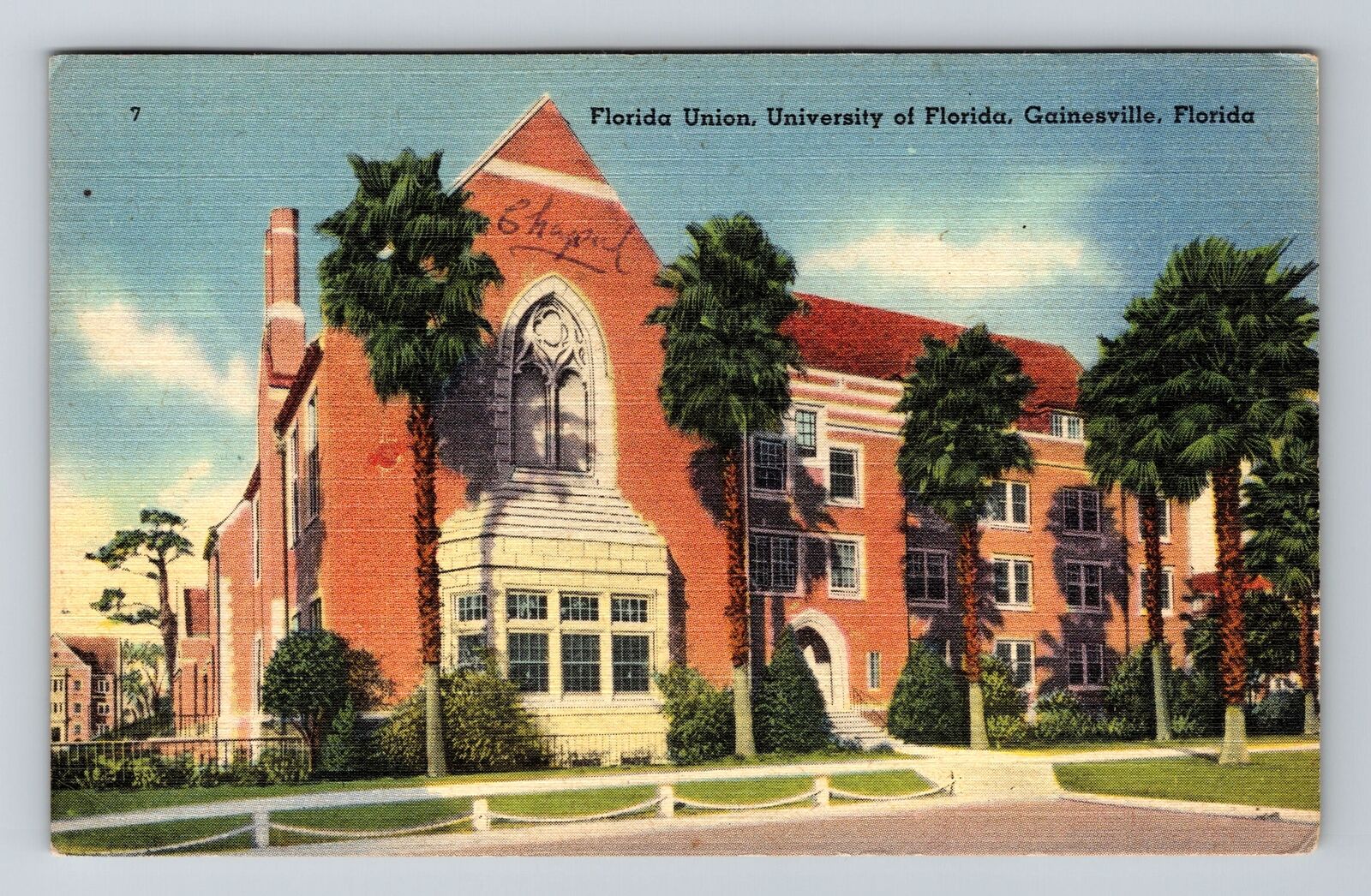 Gainesville FL-Florida, University of Florida, Chapel, c1946 Vintage Postcard