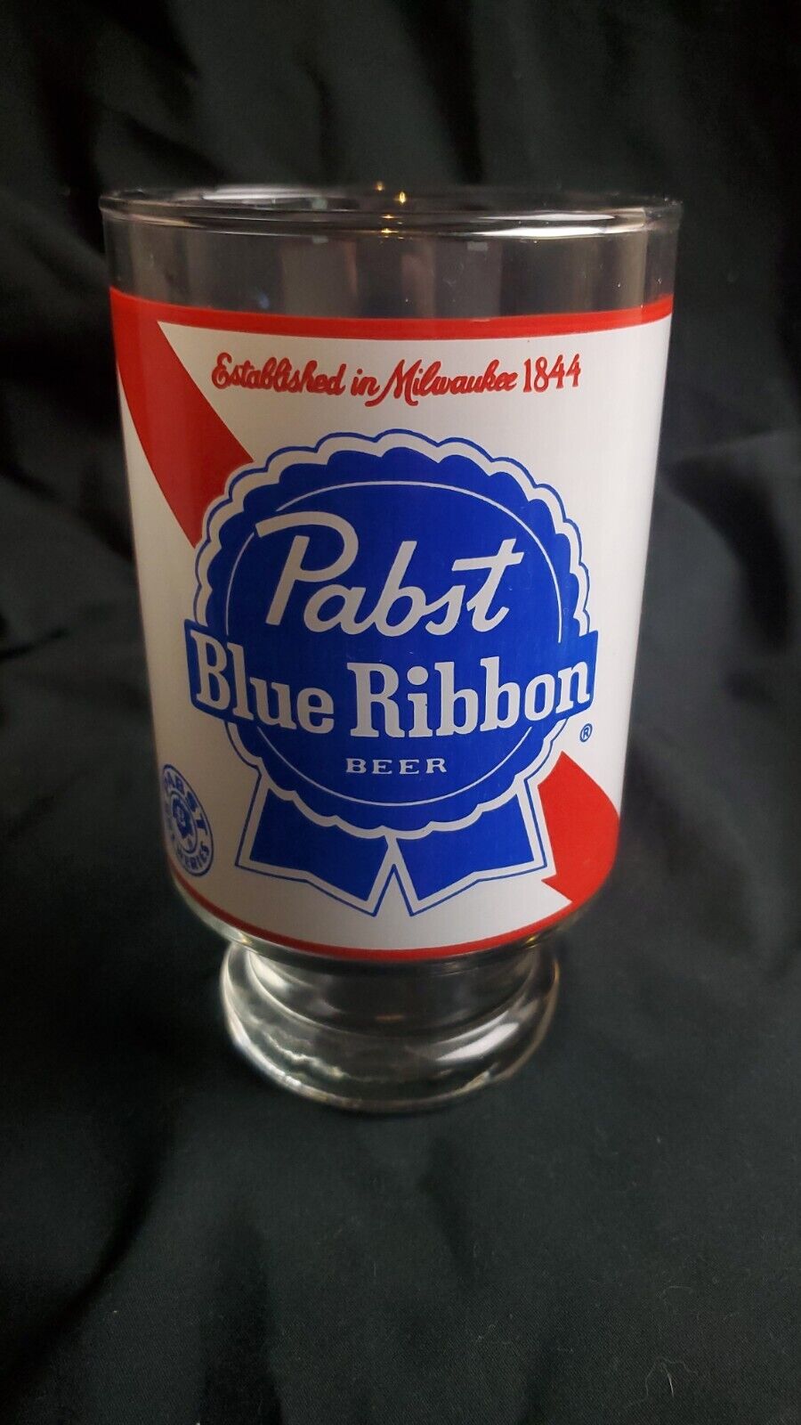 Vintage Pabst Blue Ribbon 32 oz Beer Glass Extra Large Quart Size 