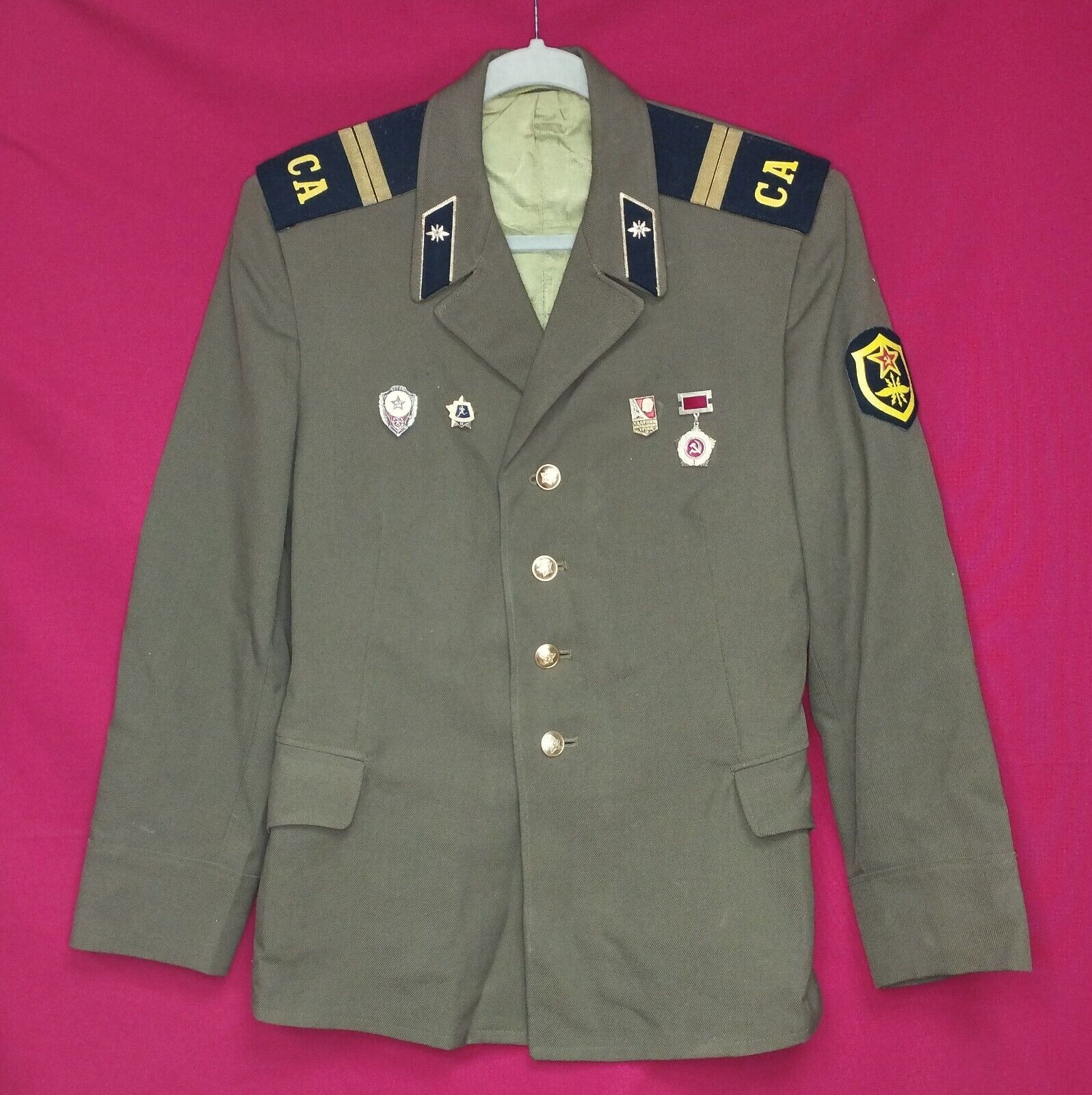 1987 Russian Soviet Army Signals Sergeant Parade Uniform Jacket + 4 Badges USSR