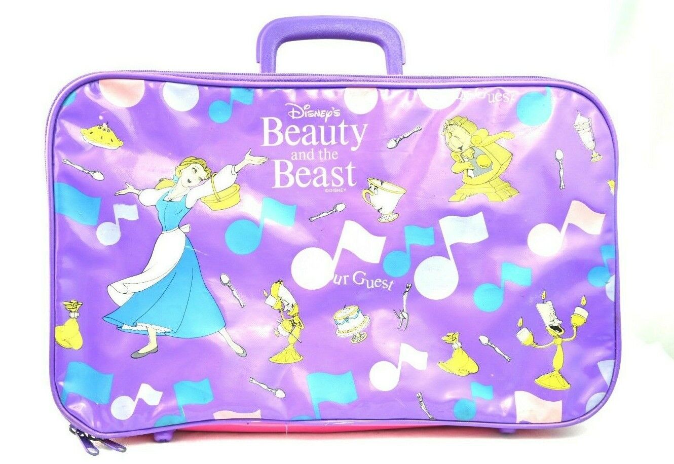 RARE Disney\'s Beauty And The Beast Vintage Travel Suitcase 90s Girls 16\