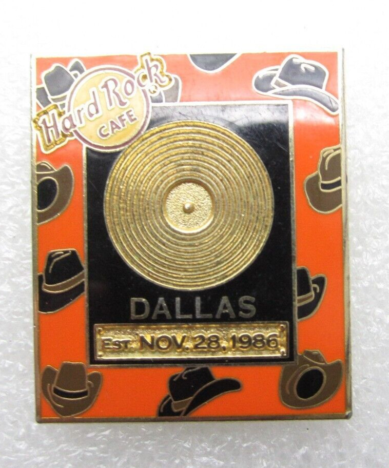 Vintage Hard Rock Cafe Record Dallas Texas Nov 08, 1986 Lapel Pin (C412)