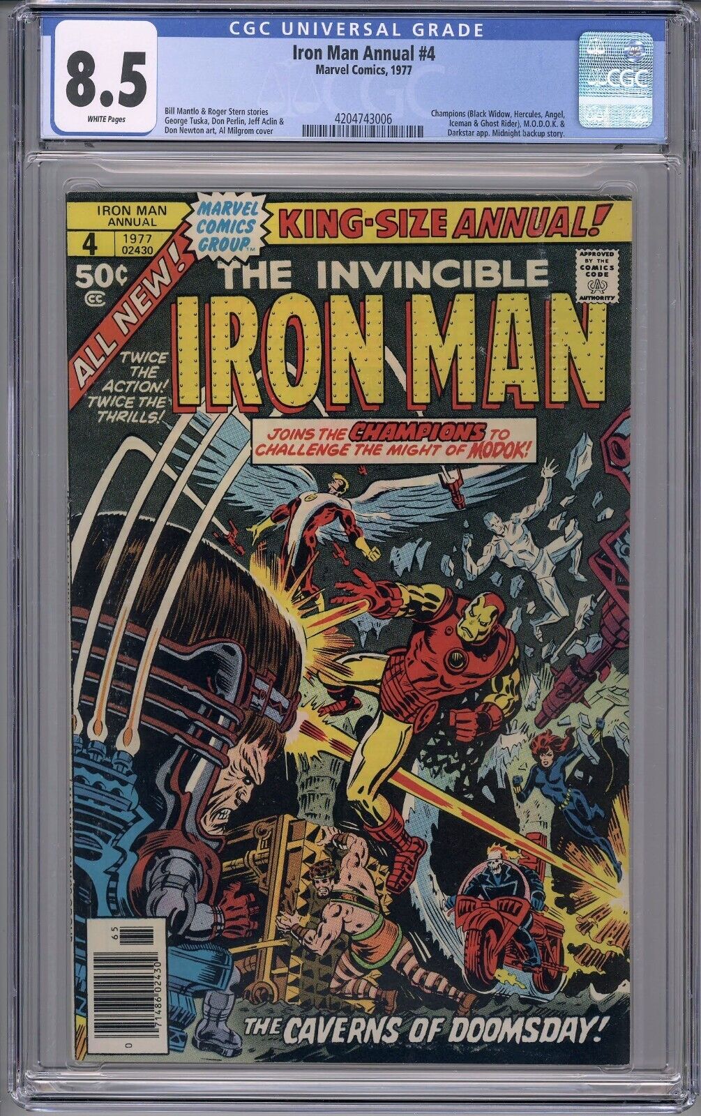 Invincible Iron Man Annual #4 CGC 8.5 VF+ W Champions|MODOK 1977 Marvel Comics