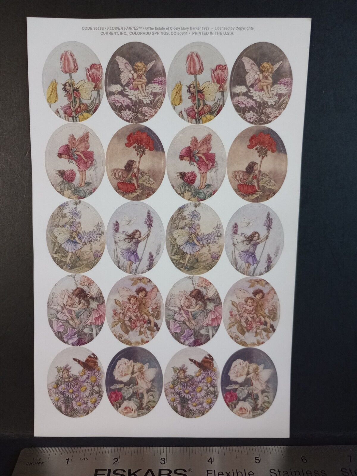 Vintage Cicely Mary Barker Fairy Flower Sticker Sheet VTG 1999 RARE