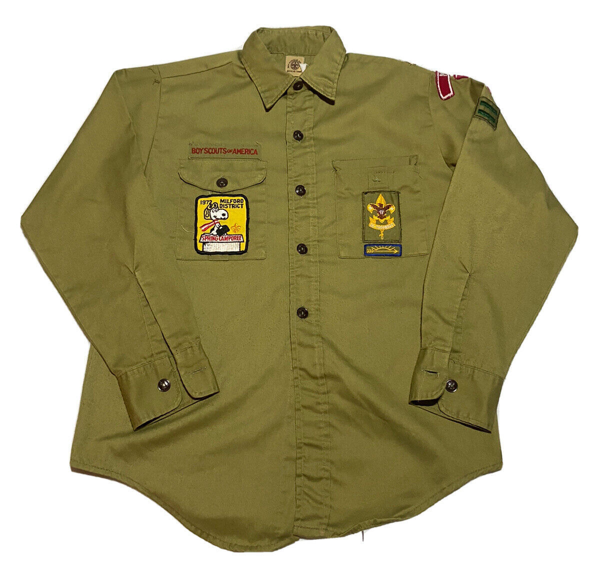 Vintage 70's Boy Scouts Shirt Snoopy Patch Size Small J3