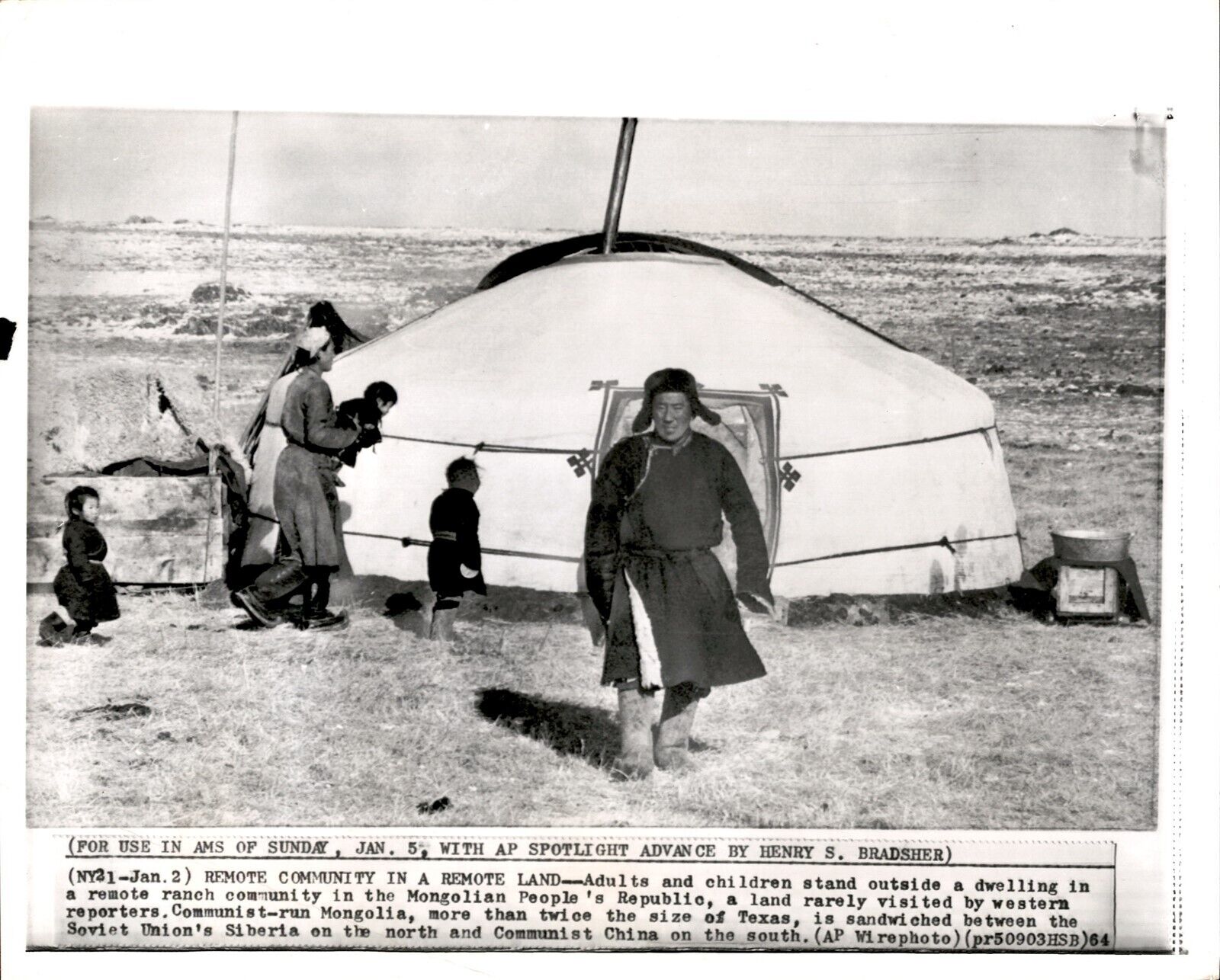 LG48 1964 Wire Photo REMOTE COMMUNITY IN REMOTE LAND MONGOLIAN PEOPLE\'S REPUBLIC
