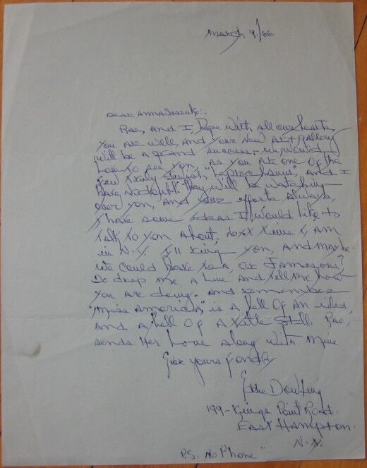 EDDIE DOWLING 1966 ALS Autograph/Handwritten/Signed-Letter - Actor/Playwright