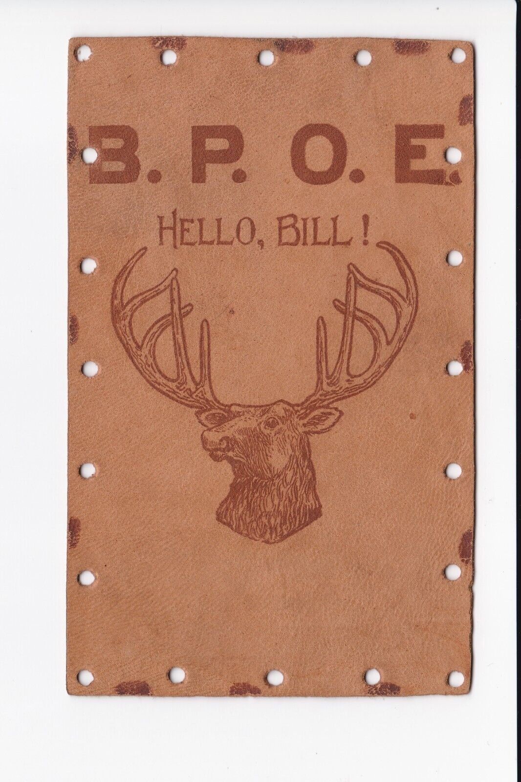 B.P.O.E. Benevolent & Protective Order Of Elks Leather Postcard