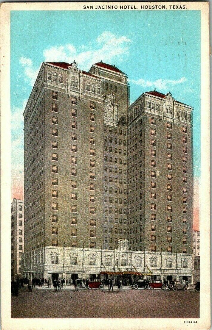 1929, HOUSTON, TX. SAN JACINTO HOTEL.. POSTCARD. DD12