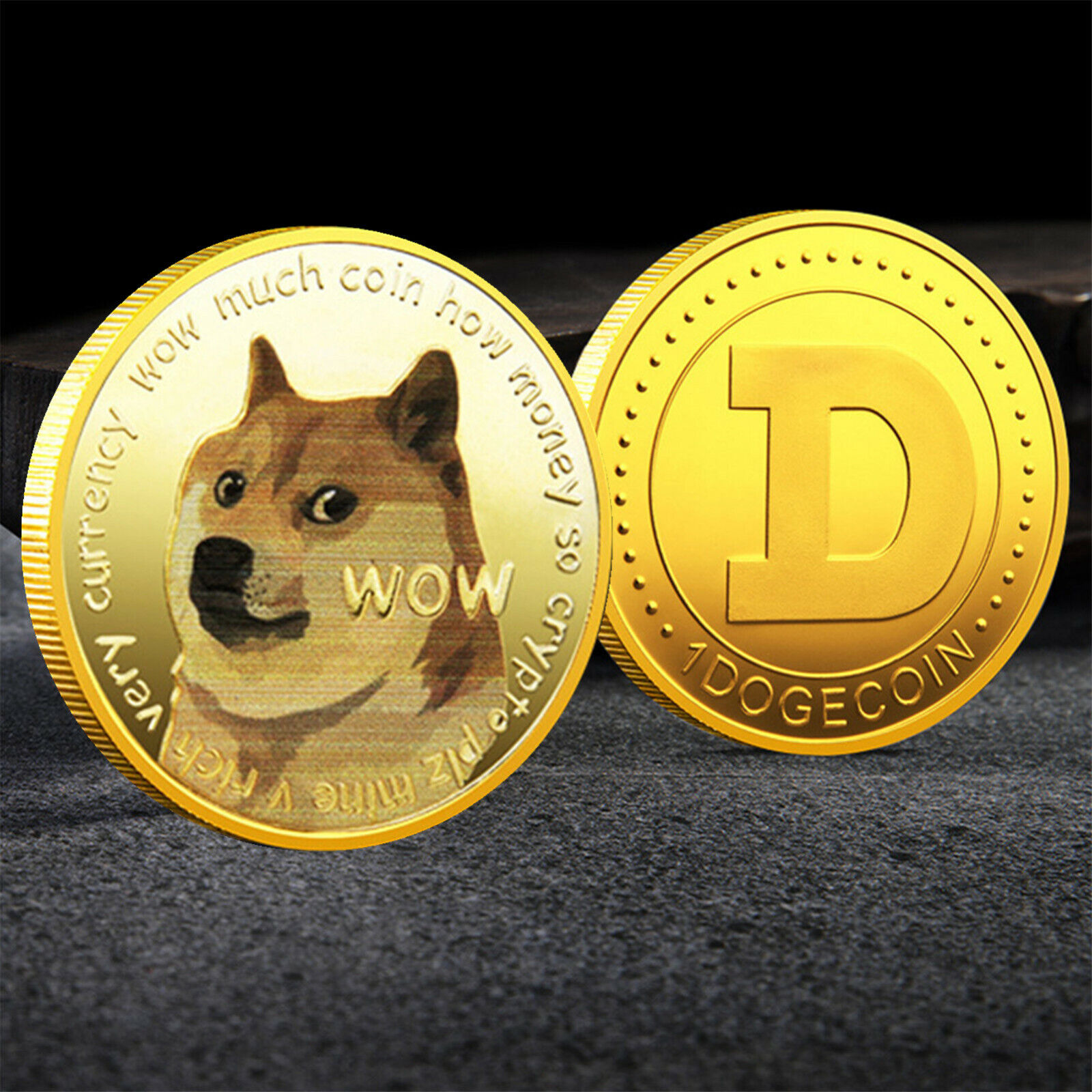 1Pcs Gold Dogecoin Coins Commemorative 2023 New Collectors Gold Plated Doge Coin