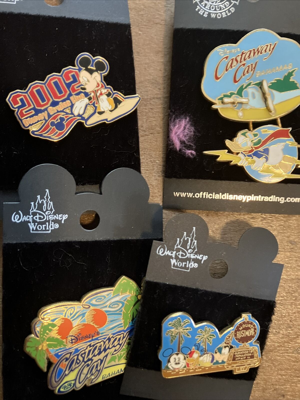 Lot of 4 Vintage Disney Trade Pins Castaway Cay Donald Mickey New on Cards