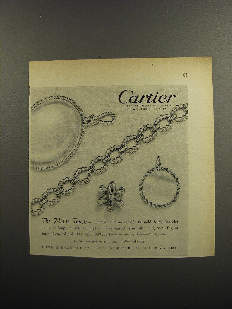 1953 Cartier Jewelry Ad - The midas touch
