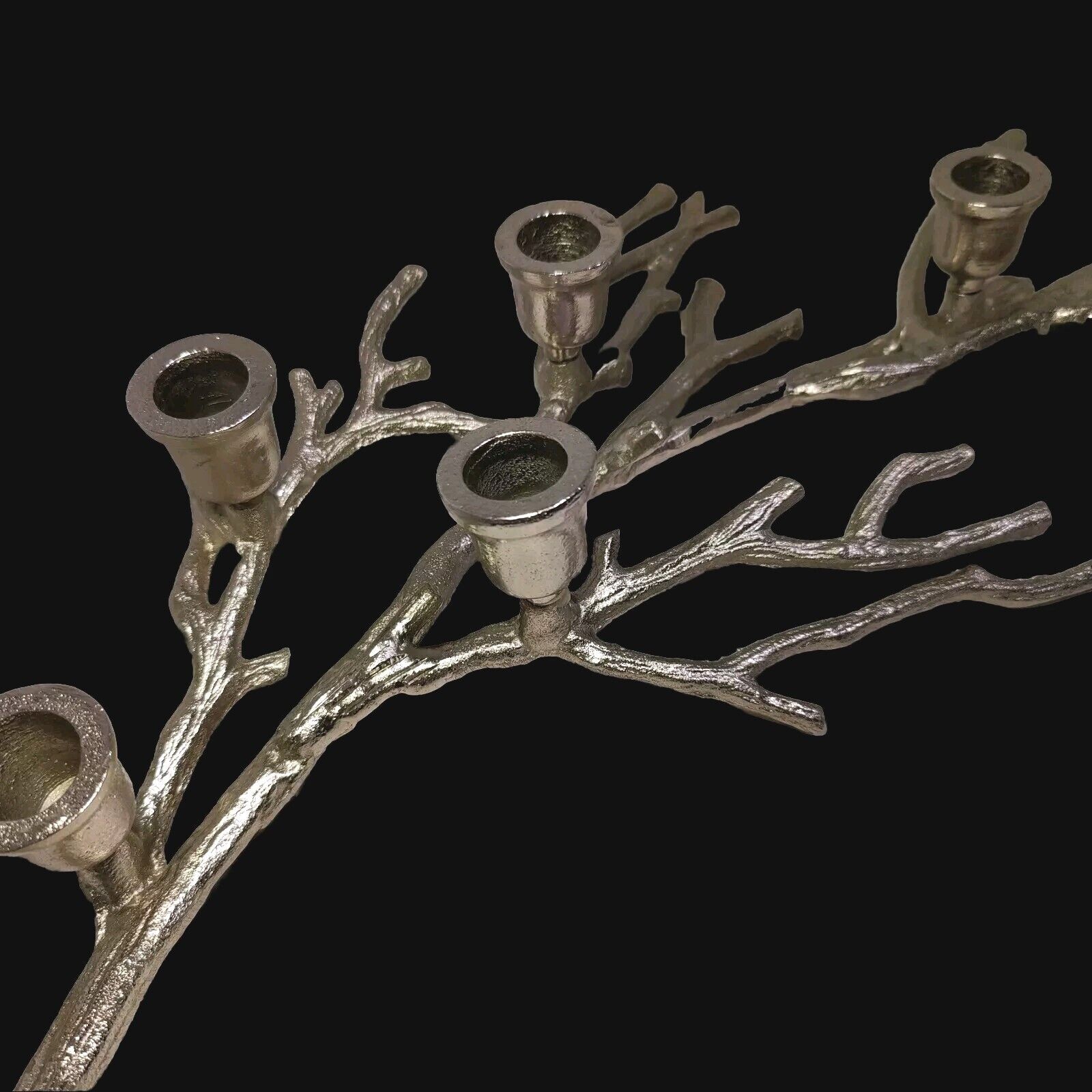 Silver Metal Tree Branch Candle Holder 5 Candles Centerpiece Nature Forest Woods
