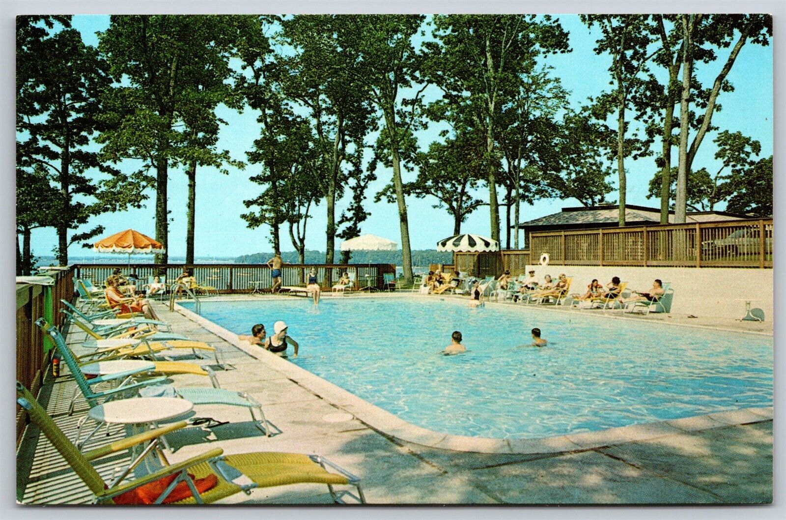 Postcard Salt Water Swimming Pool, The Dering Harbor, Long Island NY 1975 V141