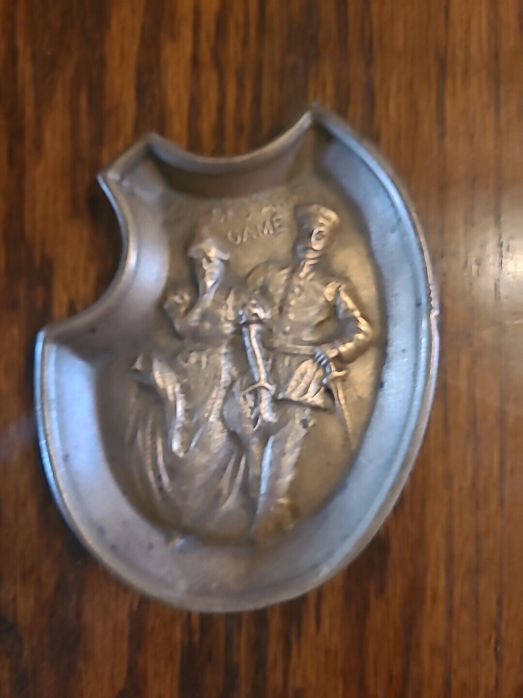 Vintage The Old Army Game Double Sided Cast Brass Trinket Dish/Ashtray Risqué