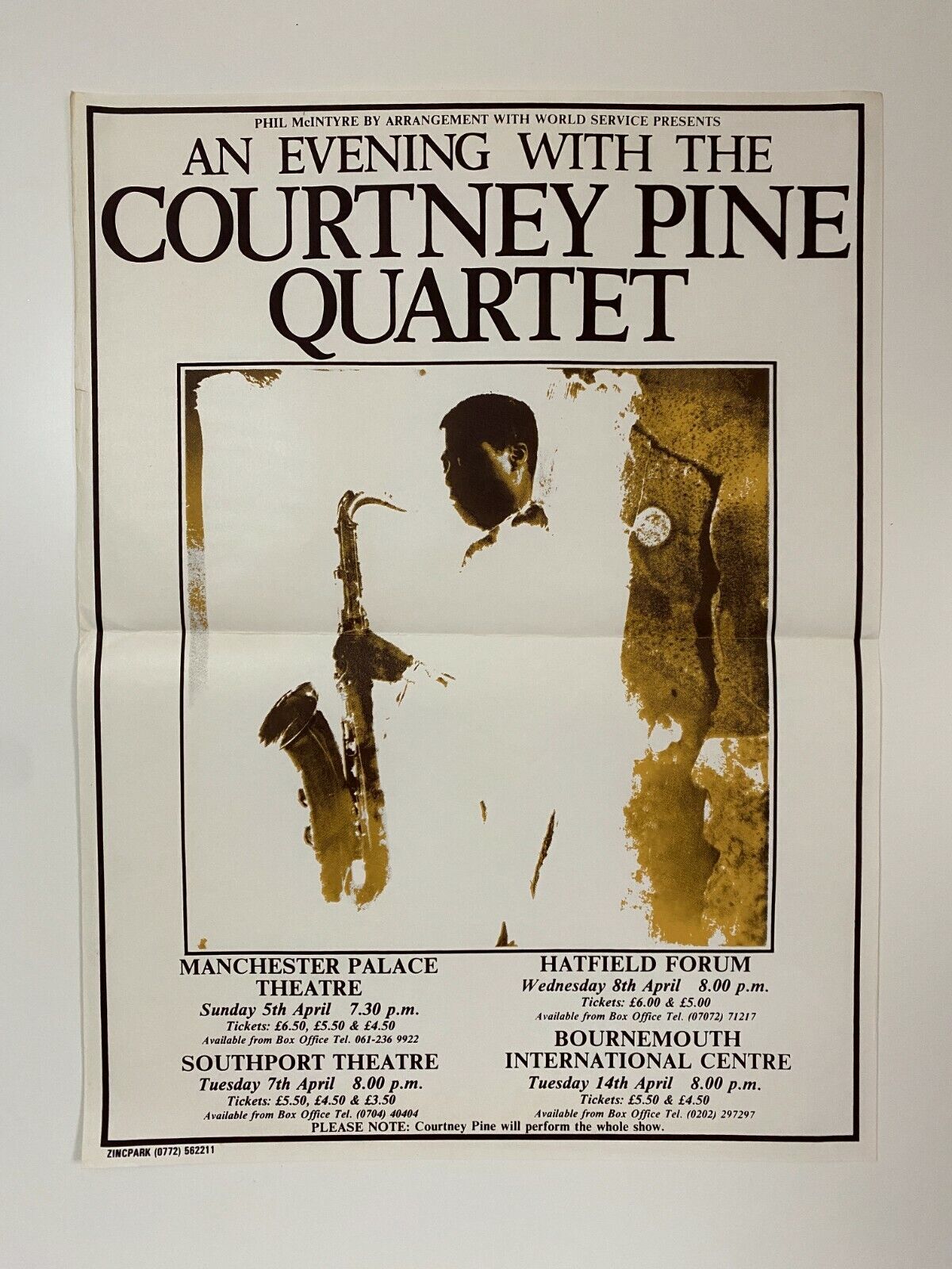 An Evening With The Courtney Pine Quartet 1986 Concert Tour Poster - GC