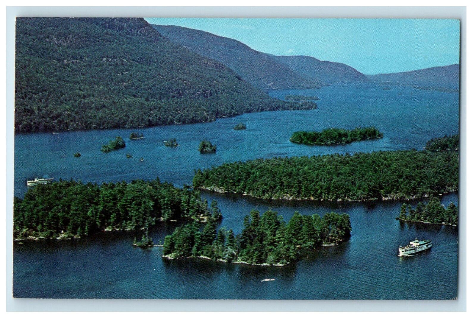 c1960's MV Mohican and Ticonderoga on Lake George Islands NY Postcard