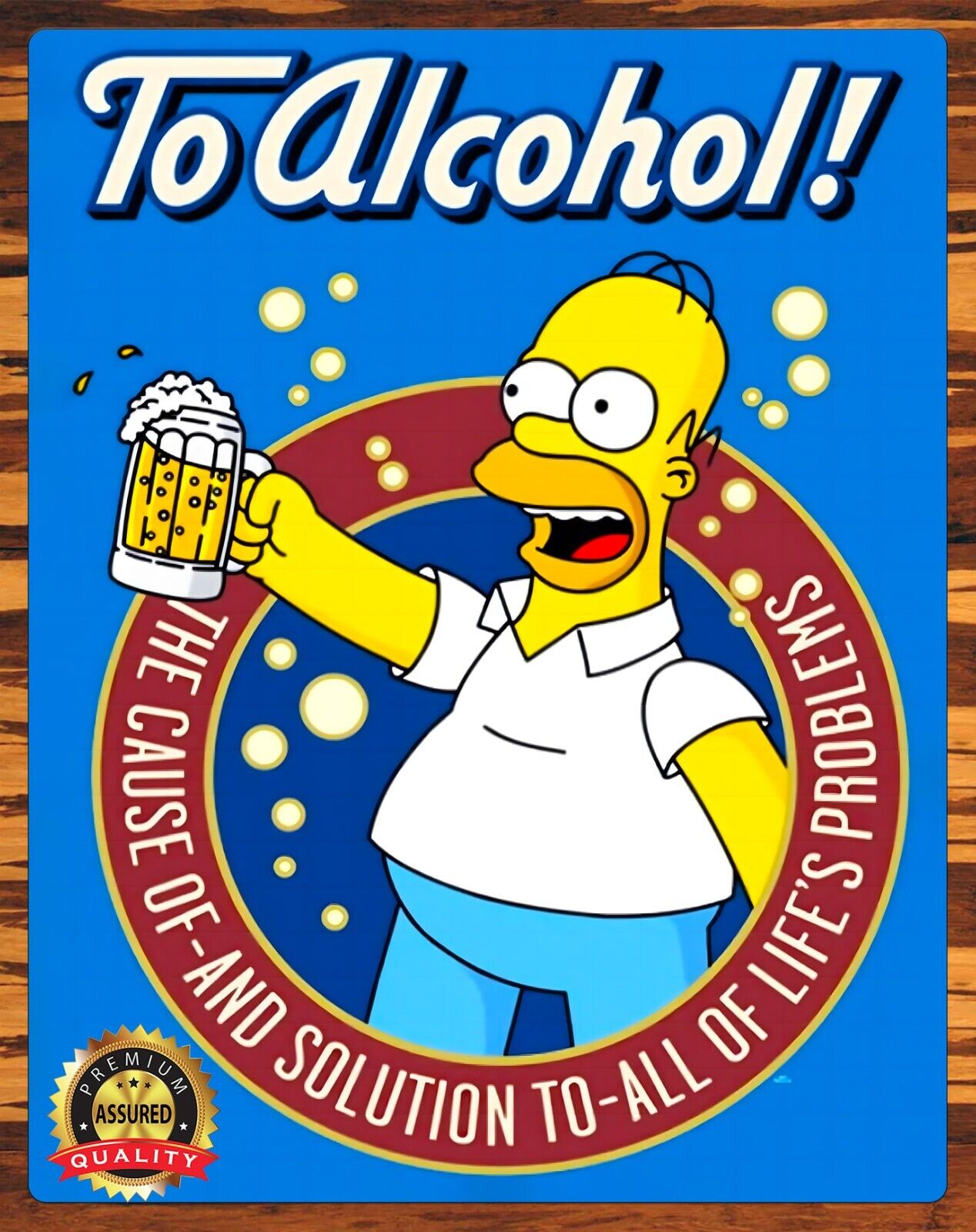 Homer Simpson - To Alcohol - The Solution - Metal Sign 11 x 14