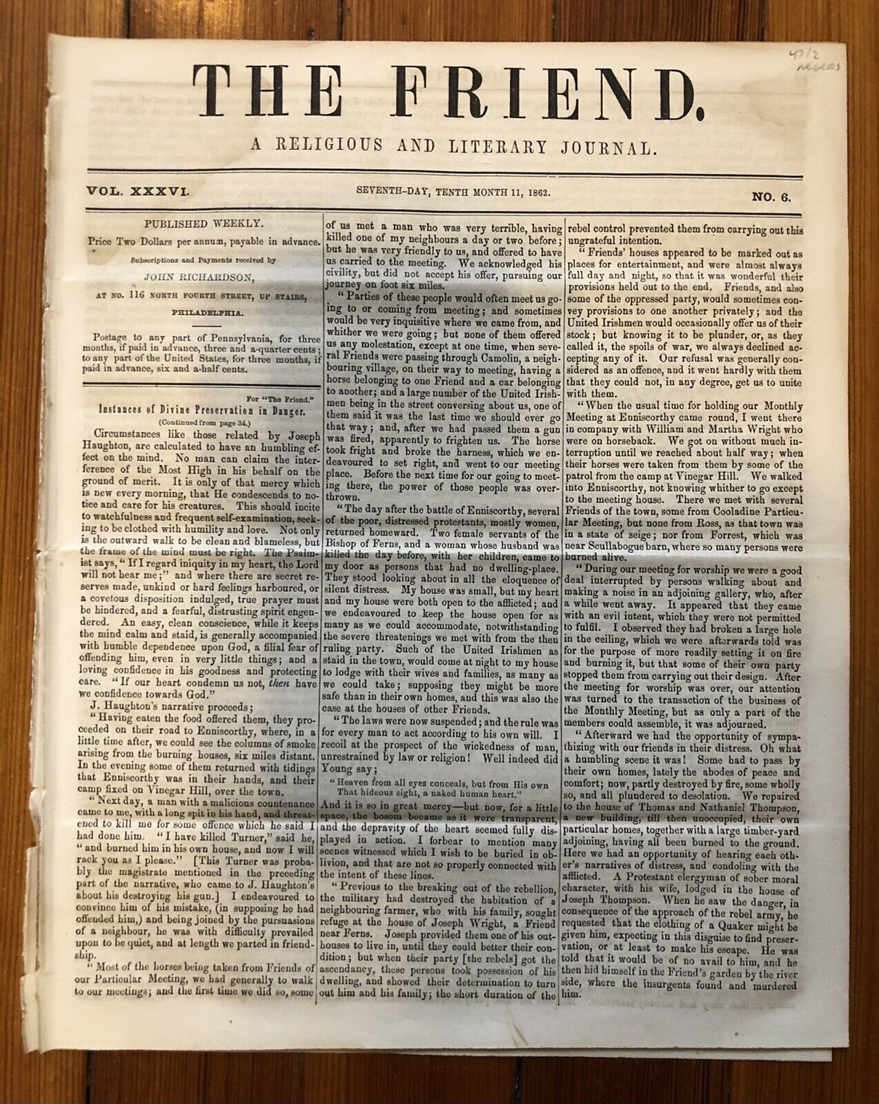 1862 CIVIL WAR newspaper 1st HAND ACCOUNT CONDITIONS of ESCAPED SLAVES in VA