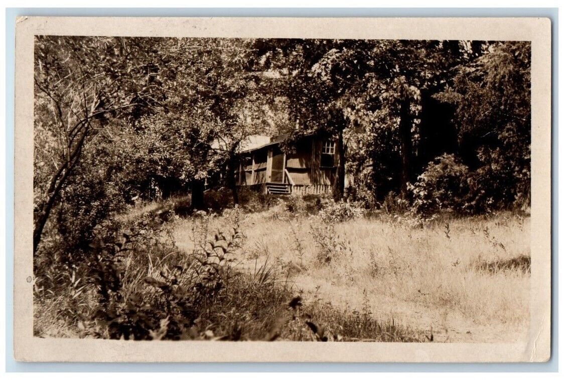 1925 Cabin In The Woods Forest View Cambridge Wisconsin WI RPPC Posted Postcard