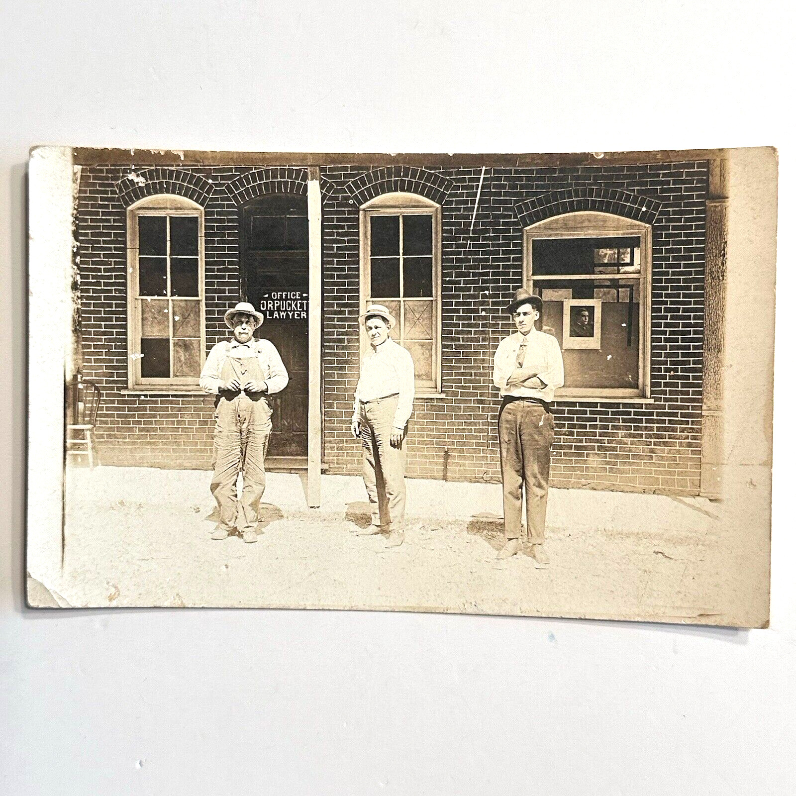 Antique Postcard Photo Business Men Historical Lawyer Building Puckett 1900s MO.