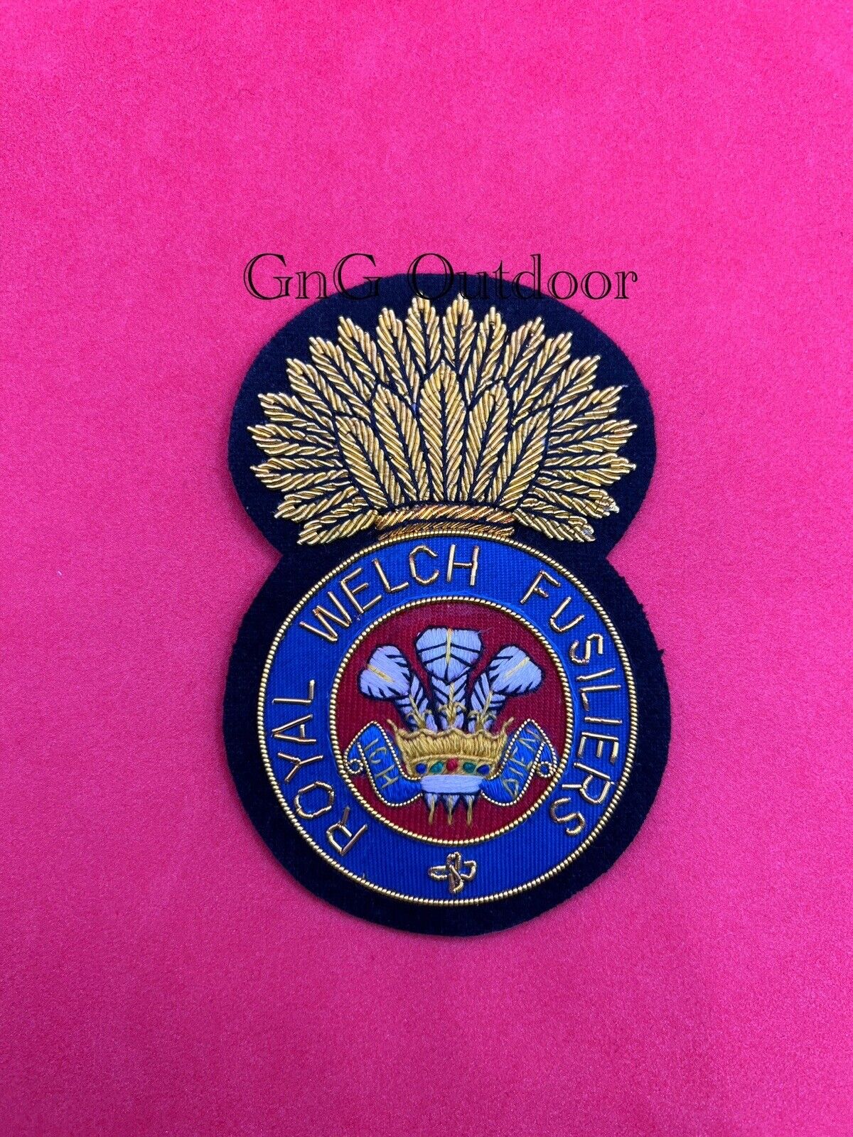 Royal Welsh Fusiliers Blazer Badge RWF Embroidered Bullion Wire Blazer Badge