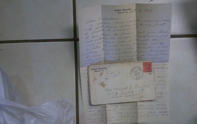 HAMILTON NEW YORK  COLGATE UNIVERSITY 1905 Envelope & Letter