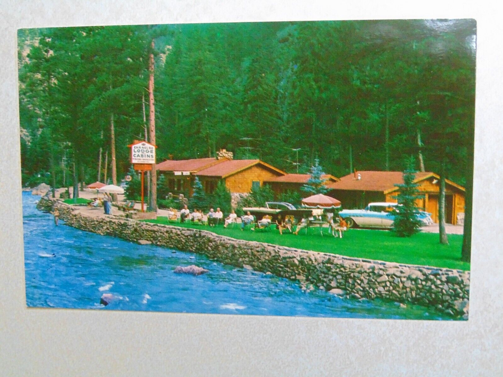 E2339 Postcard Cha-nel-bo lodge & cabins Drake CO Colorado