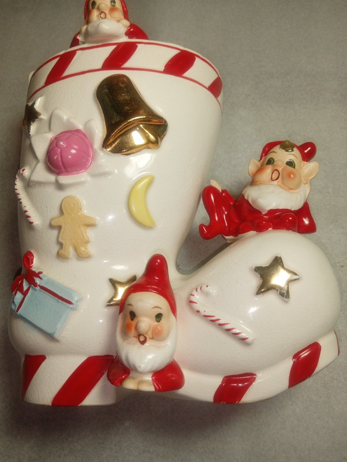 Vintage Pixie Elf\'s on a Christmas Boot / Pristine