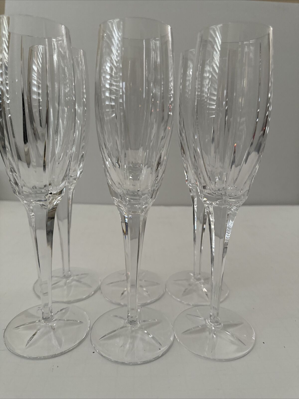 Miller Rogaska Tulipe Pattern Crystal Stemware Champagne Flute Set 6 9”
