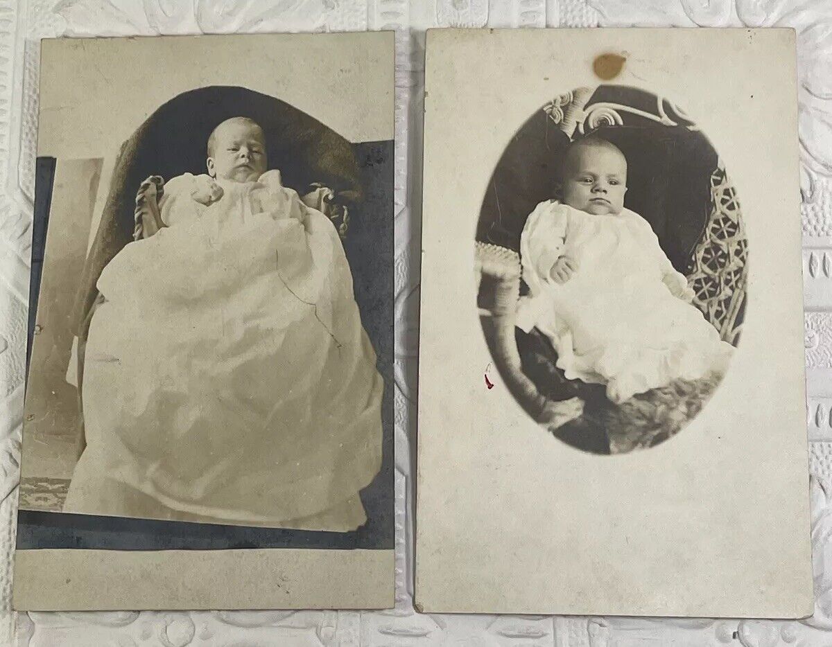 RPPC Baby Postcard Real Photo Unposted Lot Early 1900s Infant Laying Down Gown