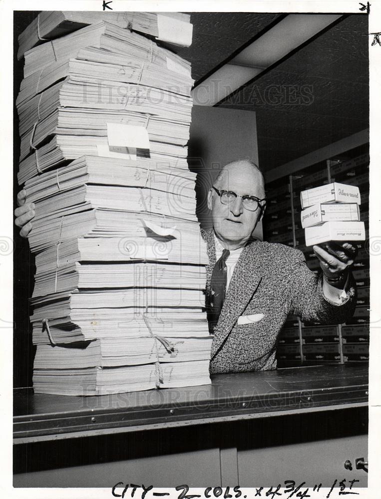 1957 Press Photo Bernard Youngblood Records Microfilm - dfpb62733