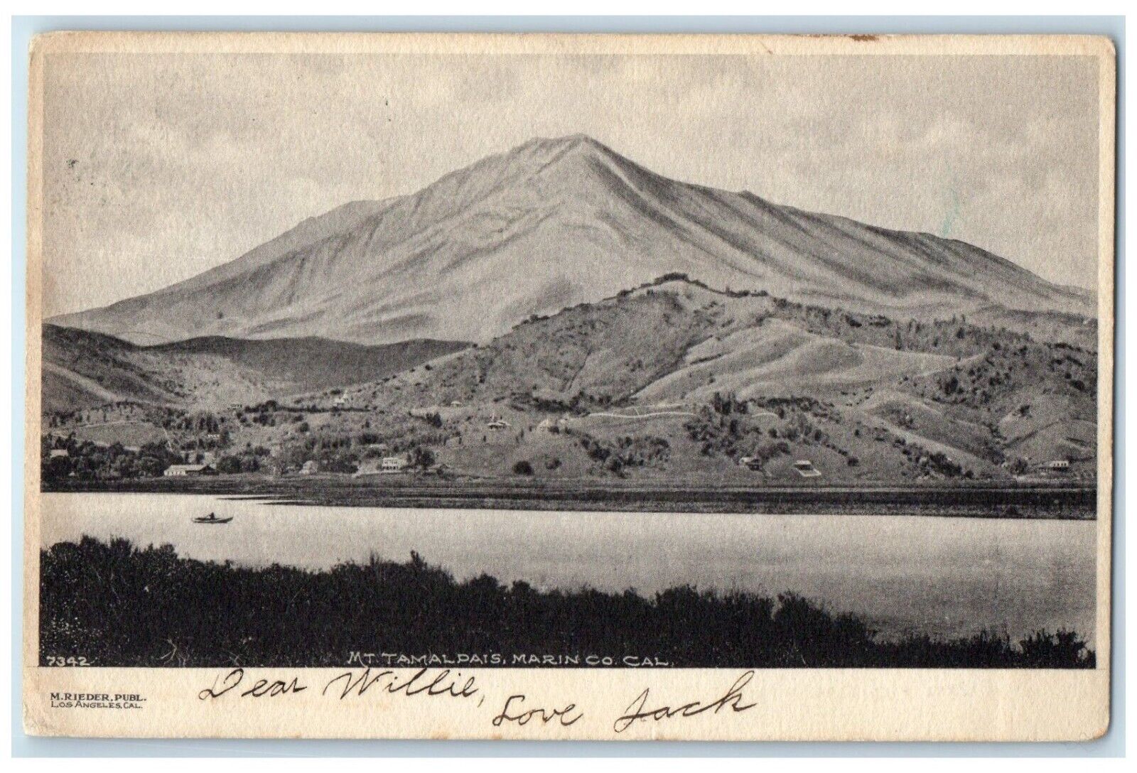 1905 Mt. Tamalpais River Lake Marin Co. California CA Vintage Antique Postcard